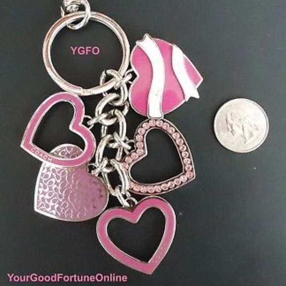 Coach Accessories New Coach Xl Heart Swarvoski Crystal Keychain Pink Poshmark